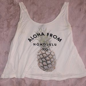 Aloha From Honolulu 🌺 Graphic Cropped Tank Top-women’s/juniors size S